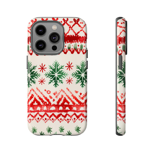 Watercolor Study of Christmas Patterns - Impact Resistant Phone Case iPhone 14 Pro Glossy
